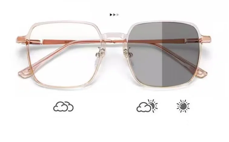 Cheap square eyewear frame Photochromic Stock prescription glasses PC metal Anti blue light computer glasses