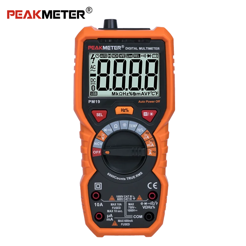 PM19 Auto Range Digital Multimeter 6000 counts True RMS Multimetro 1000V/750V DC/AC Voltage Electric instrument