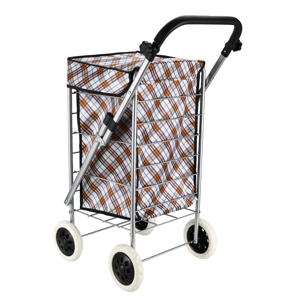 Multipurpose Lightweight Convenient Plastic Folding Hand Trolley Cart With 4 Wheels