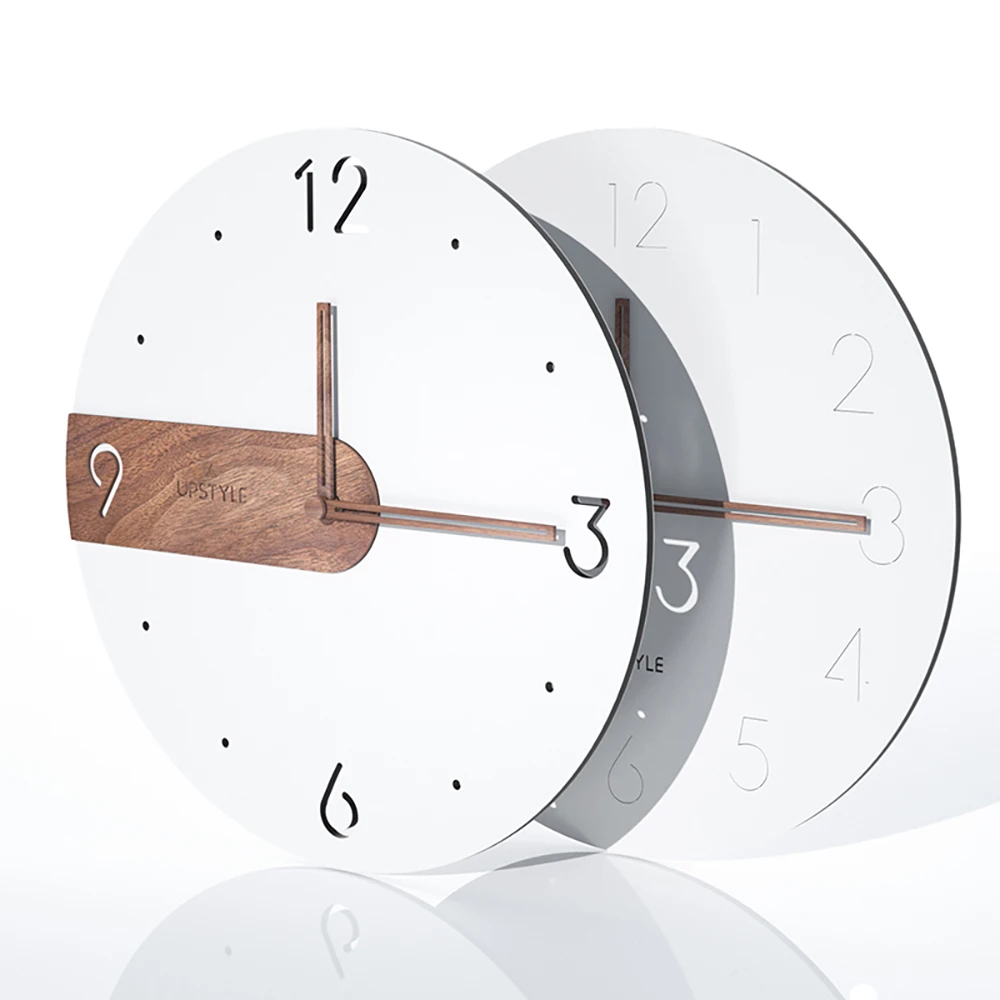 Custom European Retro Vintage Decorative 14 Inch Mdf Circular Wooden Wall Clock By Battery Operate