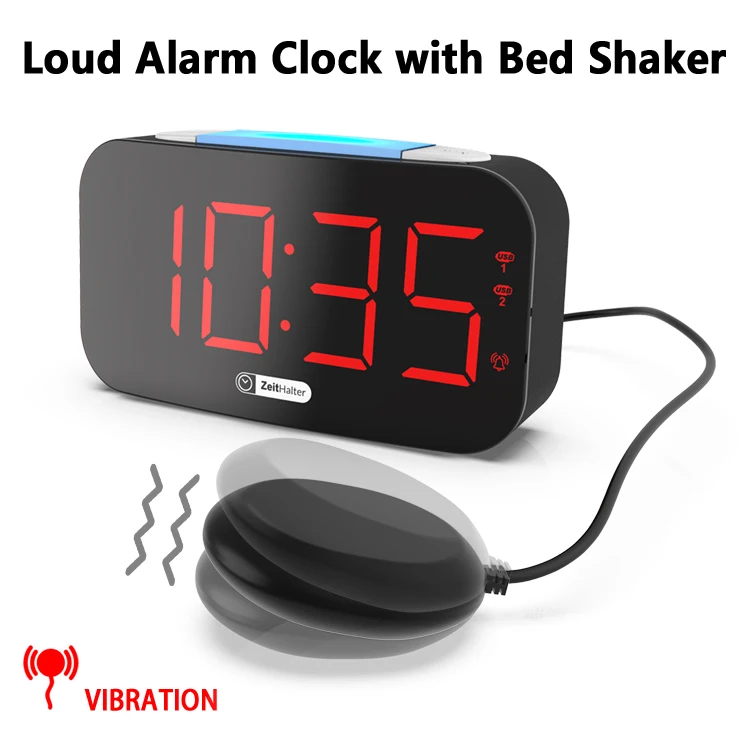 Electronic Shaker Alarm Clock Led Digital Clocks with USB Charging Night Light Vibrating Alarm Clock