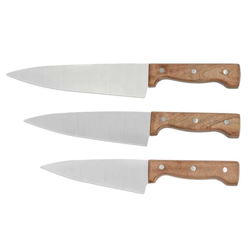 Factory wholesale 10pcs customized stainless steel kitchen steak knives set with wooden handle