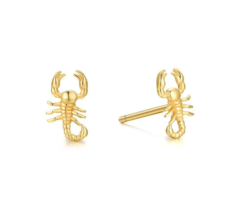 Milskye unique fine appearance fashion jewelry for women 925 silver 18k gold scorpion studs earrings