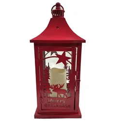 2021 Pavilion shaped metal hollow out frame led light candle lantern holder Christmas hanging decorative lanterns