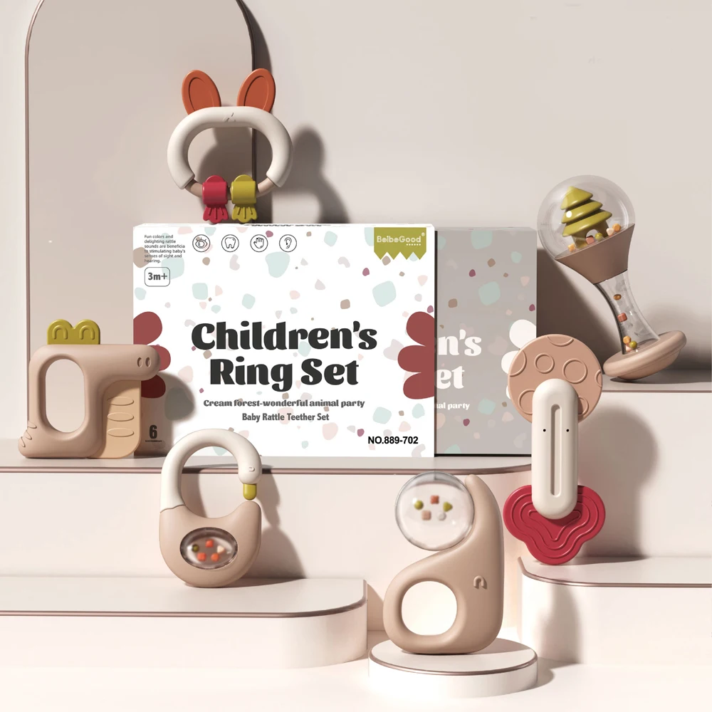 Early Learning Musical Toy Set Infant Grab Shake Rattle Sensory Teether Toddlers Chewing Teething Toys Baby Rattles