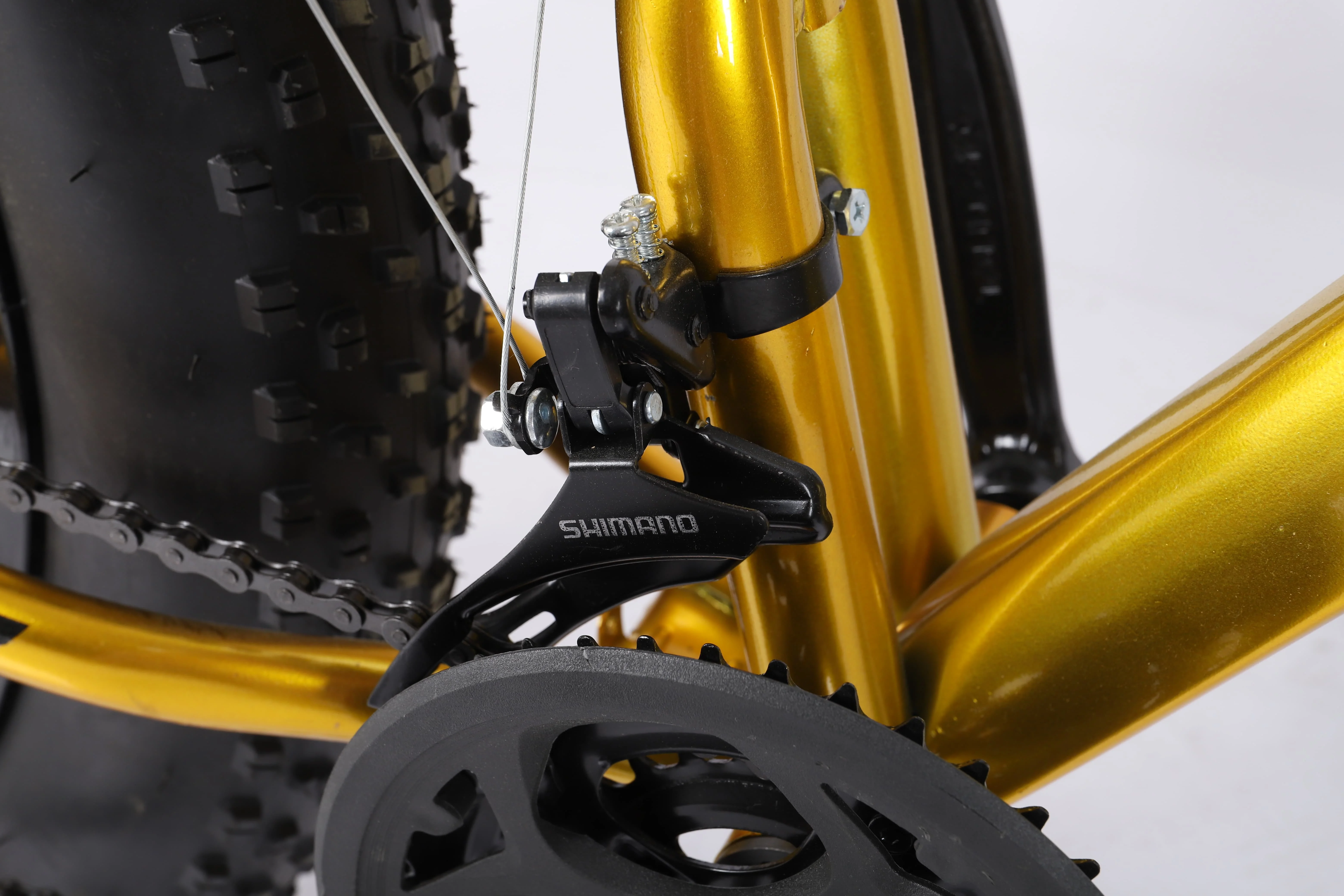 Fashion trend thickened fat tires 26-inch 21-speed iron frame snow mountain bike gold standard integrated wheel