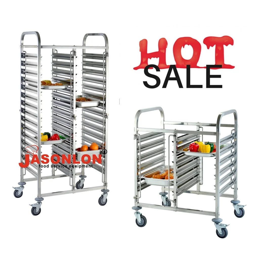 Stainless Steel Baking Customized size 10/15/18/20-Tier 1/1 GN Food Pan Racking Trolley  Gn Pan Bakery Tray Rack Trolley