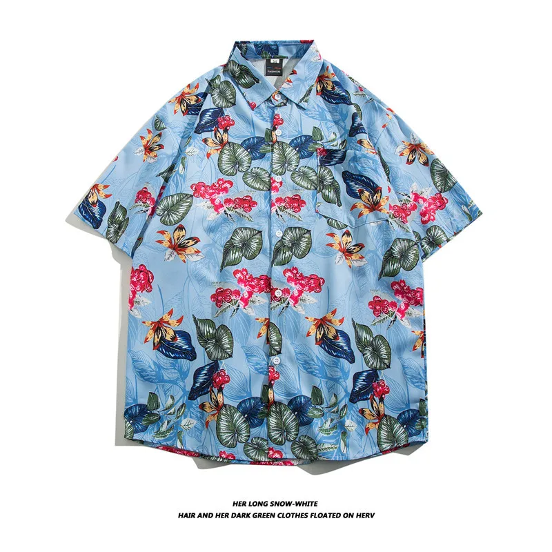 MARCH EXPO Holiday Casual Fashion Summer Hawaiian Sublimation Printed Vintage Shirt Men Beach Shirts