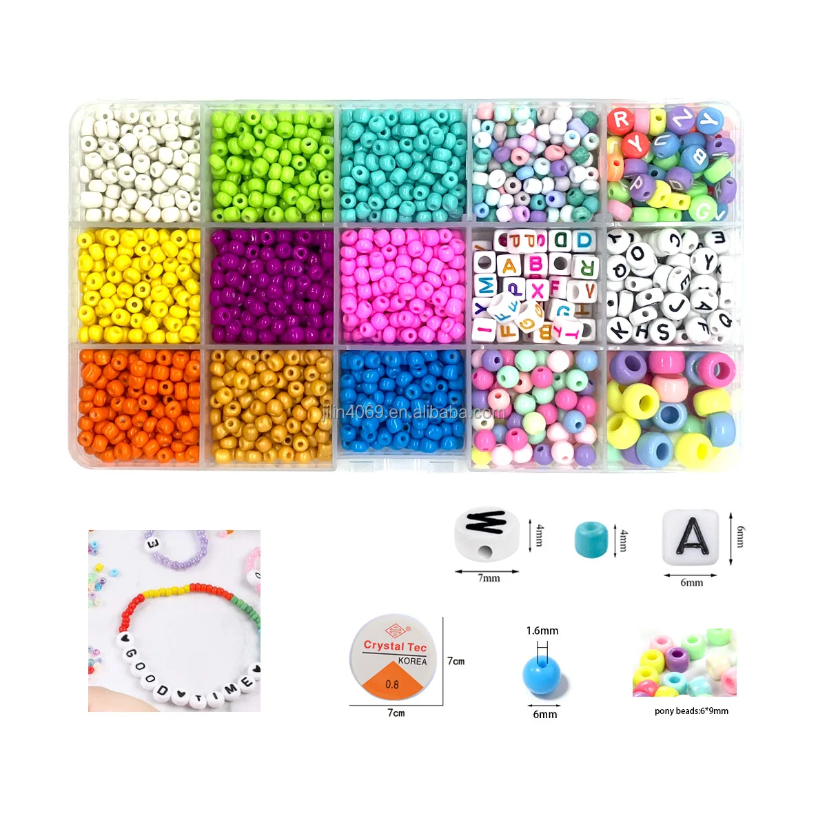 2550pcs  Rice Beads Handcrafted pony beads and letter beads DIY Necklace Bracelet Jewelry  Making Set Box Supplier Findings