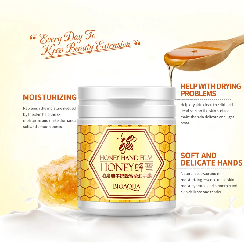 BIOAQUA Wholesale OEM ODM Cosmetics Exfoliating Moisturizing Moisturizes the Hand Vitamin E Milk Manuka honey hand wax 170g