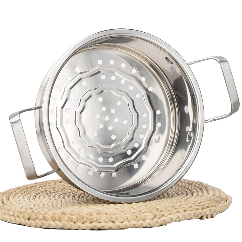 Серебристая стальная суповая кастрюля с трехслойным основанием из нержавеющей стали большая емкость для Пароварки