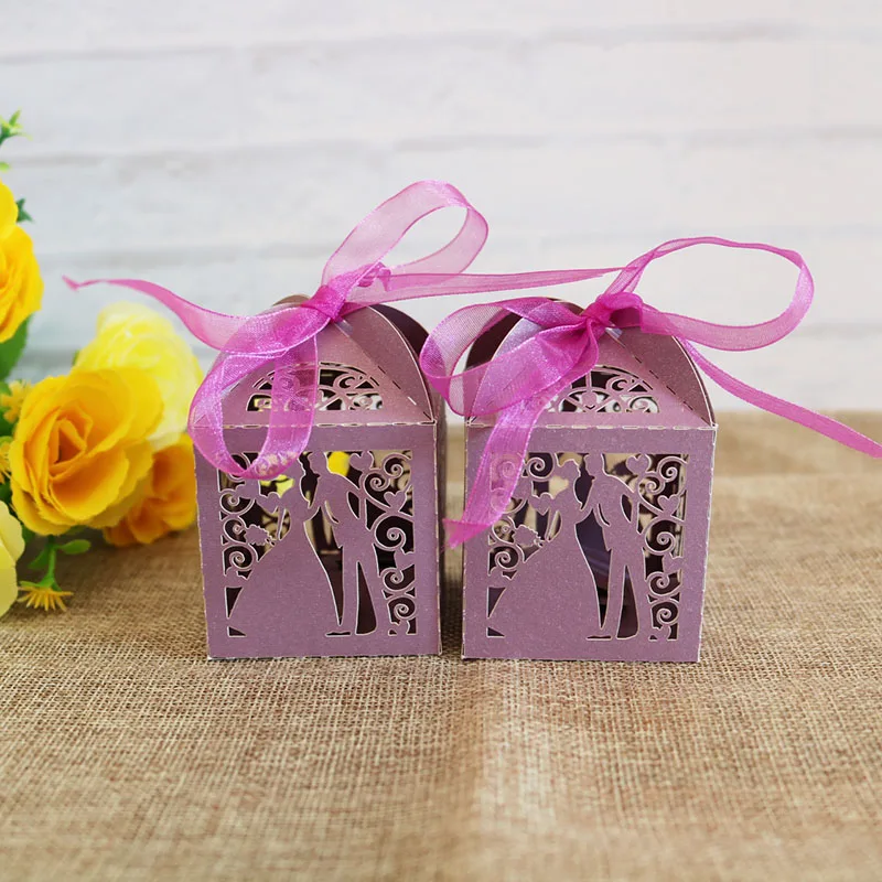 Laser Cut CookieBox Custom make Pearl Paper Box Wedding Favors Box for Party