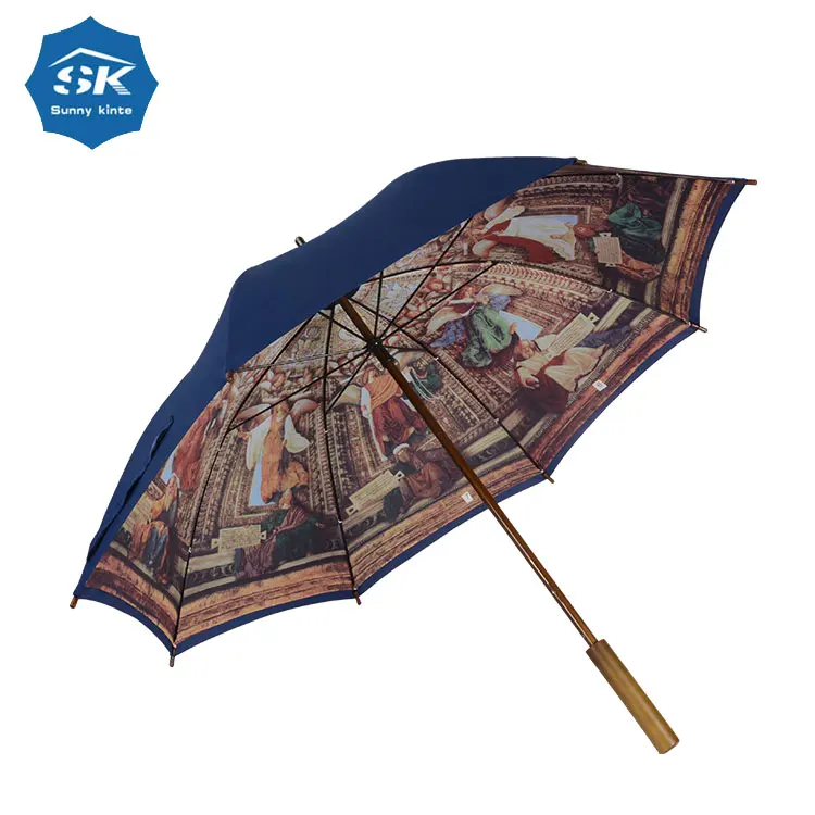 Windproof 23 inch Automatic Opening Straight Umbrella Royal Walk Windproof Large Umbrella for Rain Sun