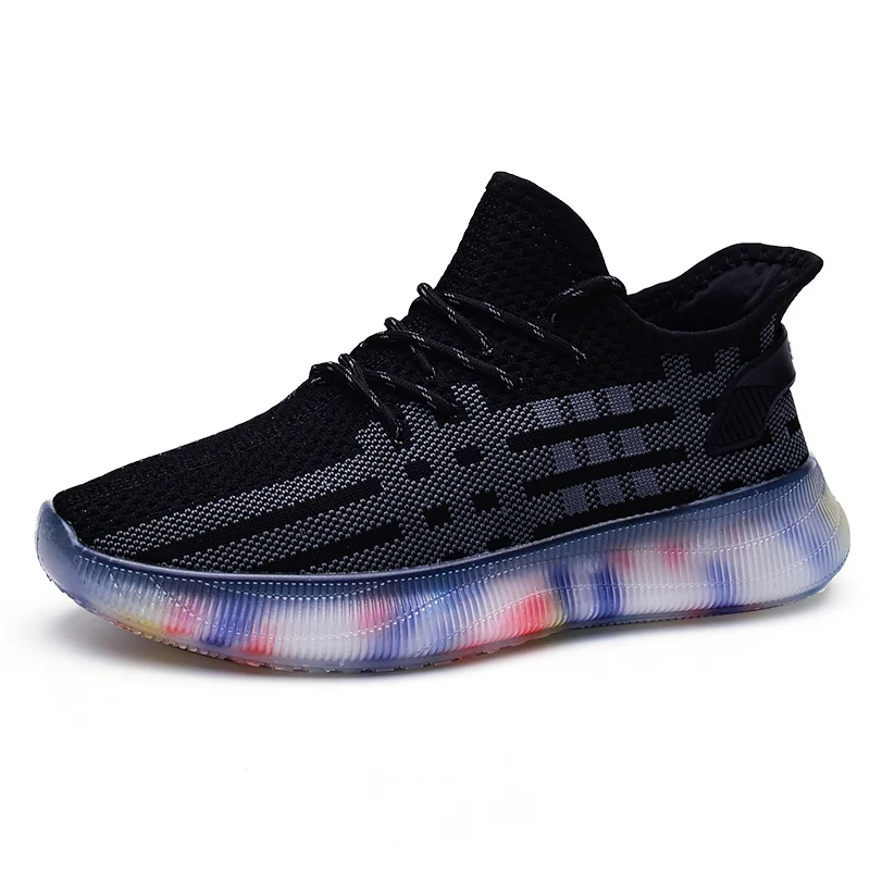 casual sneakers round lace up mens camouflage shoes jelly outsole fly knitted sports shoes
