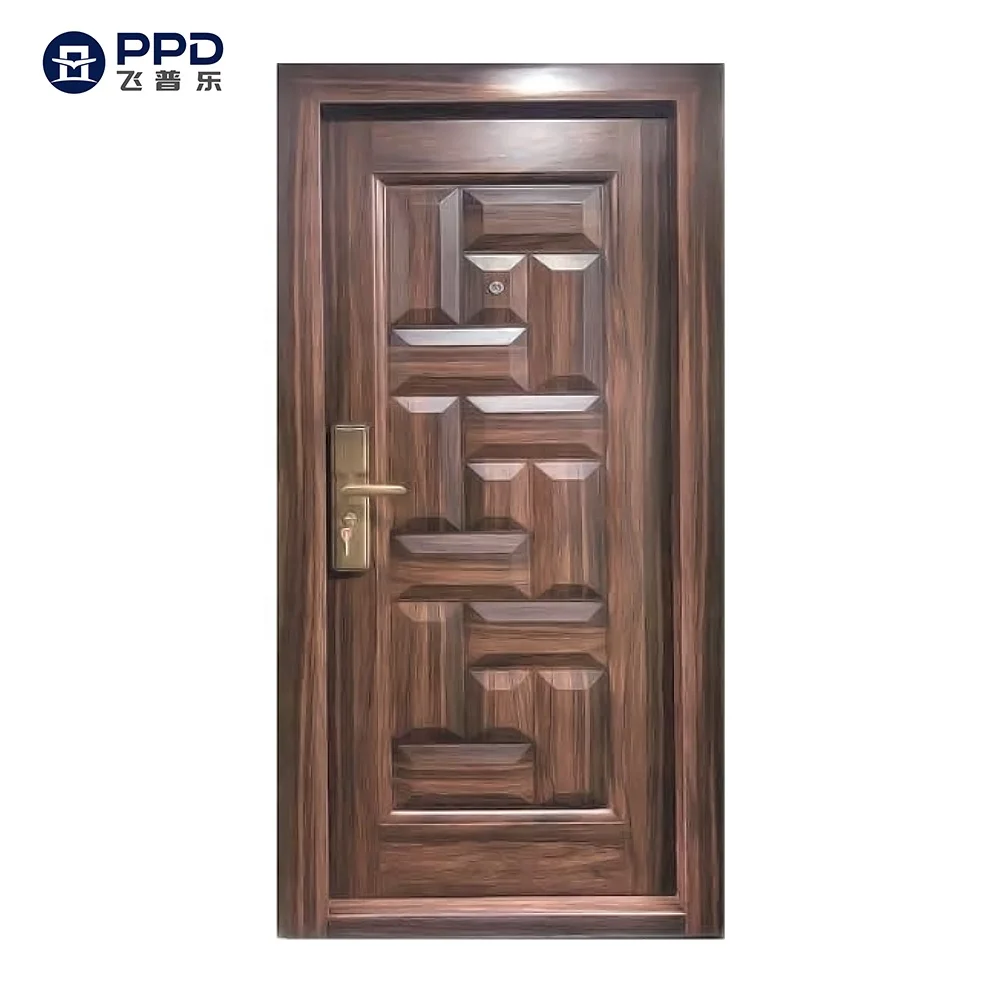 Modern Main Entrance  Security Steel Door Iron Exterior House Door Designs With Smart Lock