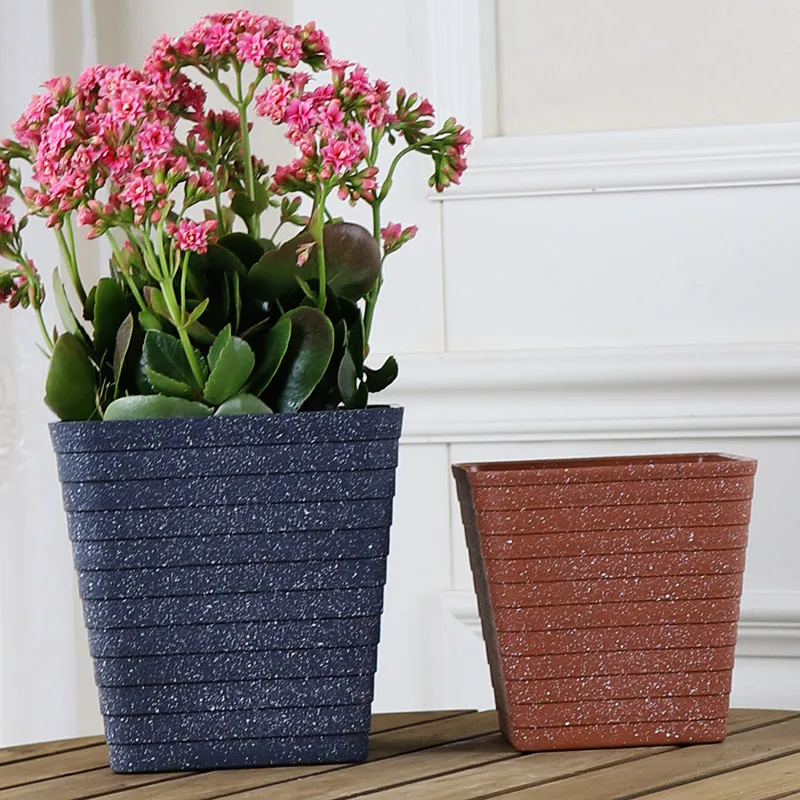 Imitation stone square thickened balcony desktop process ladder set basin plastic flower pot