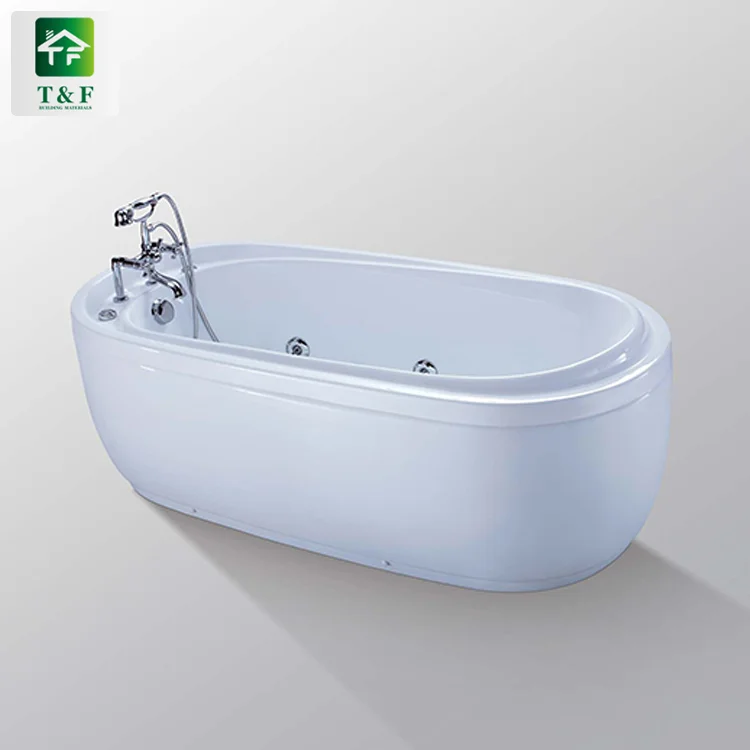 Bathroom white freestanding 1.4m oval shaped bath tub modern acrylic bathtub
