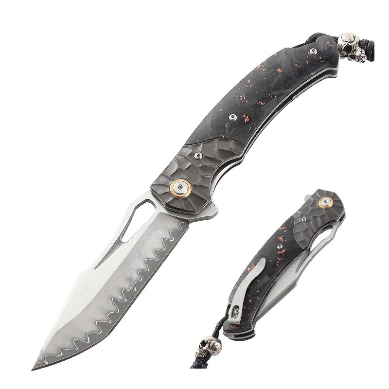 New handmade folding SKS-11steel blade knives folding pocket Knife carbon fiber handle portable edc self-defense survival knives