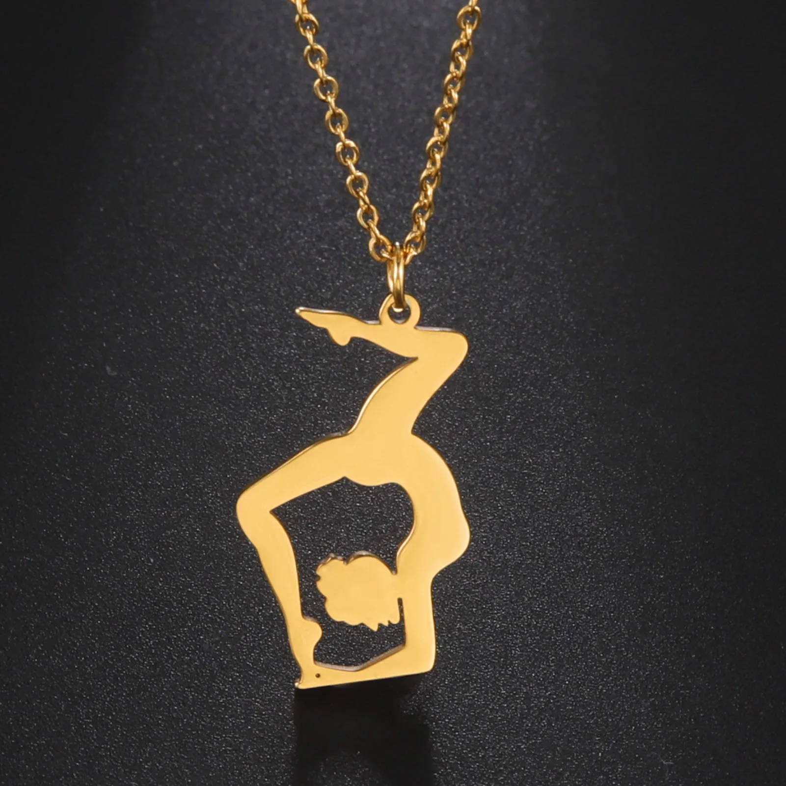 GT Stainless Steel Gymnastics Sporty Pendant Necklace Yoga Pose Ballet Dance Team Pendant Necklace