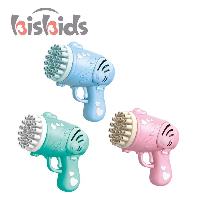 Hot Sale Automatic Summer Soap Bubble Machine Gun Bubble Maker 33 Hole Electric Angel Gatling Bubble Gun Toys For Kids