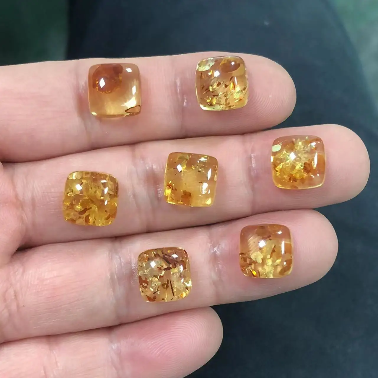Factory custom Natural Amber Round multi-faceted angle bare stone ring gem Loose Gemstones for Jewelry Settings flower amber