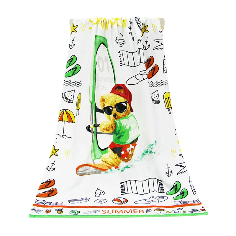 Wholesale Luxury Funny Kids Beach Towel Custom Logo Quick Dry Surf Cotton Bath Towels