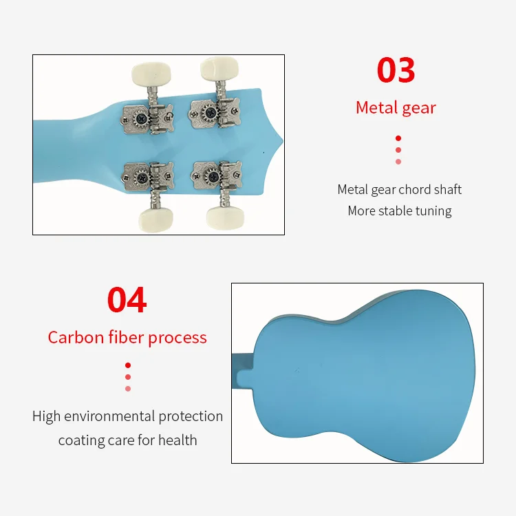 21 Inch soprano Colorful  Carbon Fiber 4 Strings Nylon Hawaii Travel Ukulele Guitar for Beginner