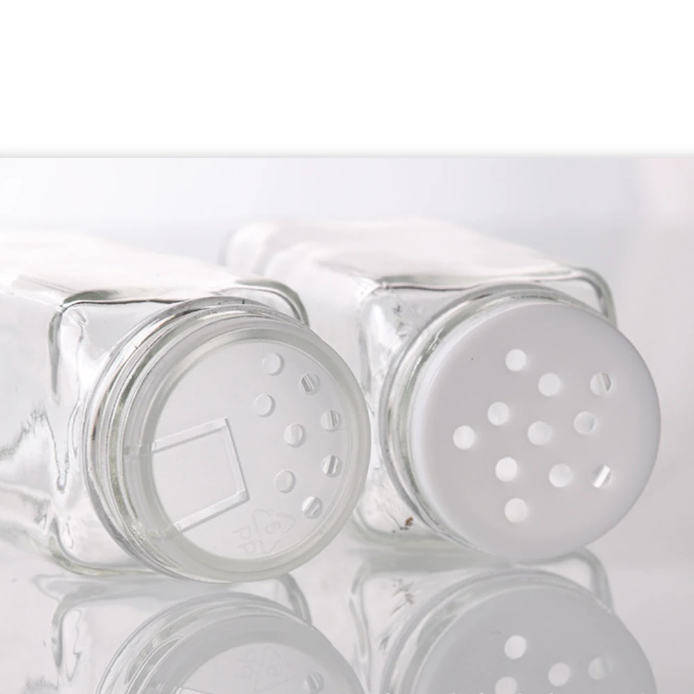 Glass Spice Jars with Spice Labels and Funnel Empty Square Spice Storage Bottles Containers with Shaker/Pour Lids 4oz 6oz