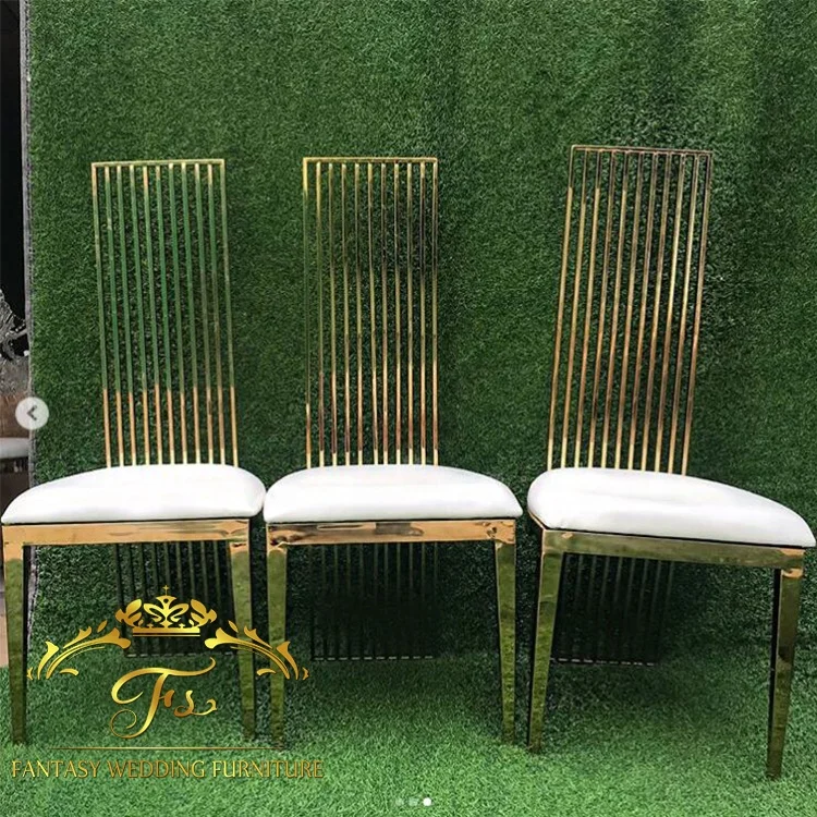 modern Pu Leather high back dining chair stainless steel