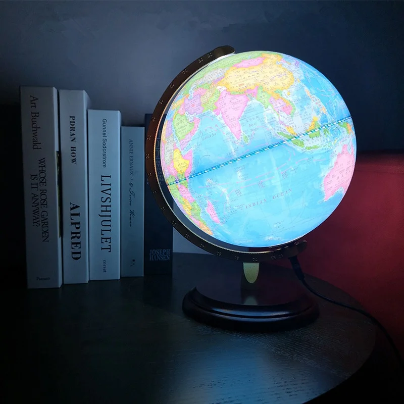 Educational World Map Globe Geography Teaching Aids 20 25 32 cm Diameter Illuminated Globe with LED Lighting
