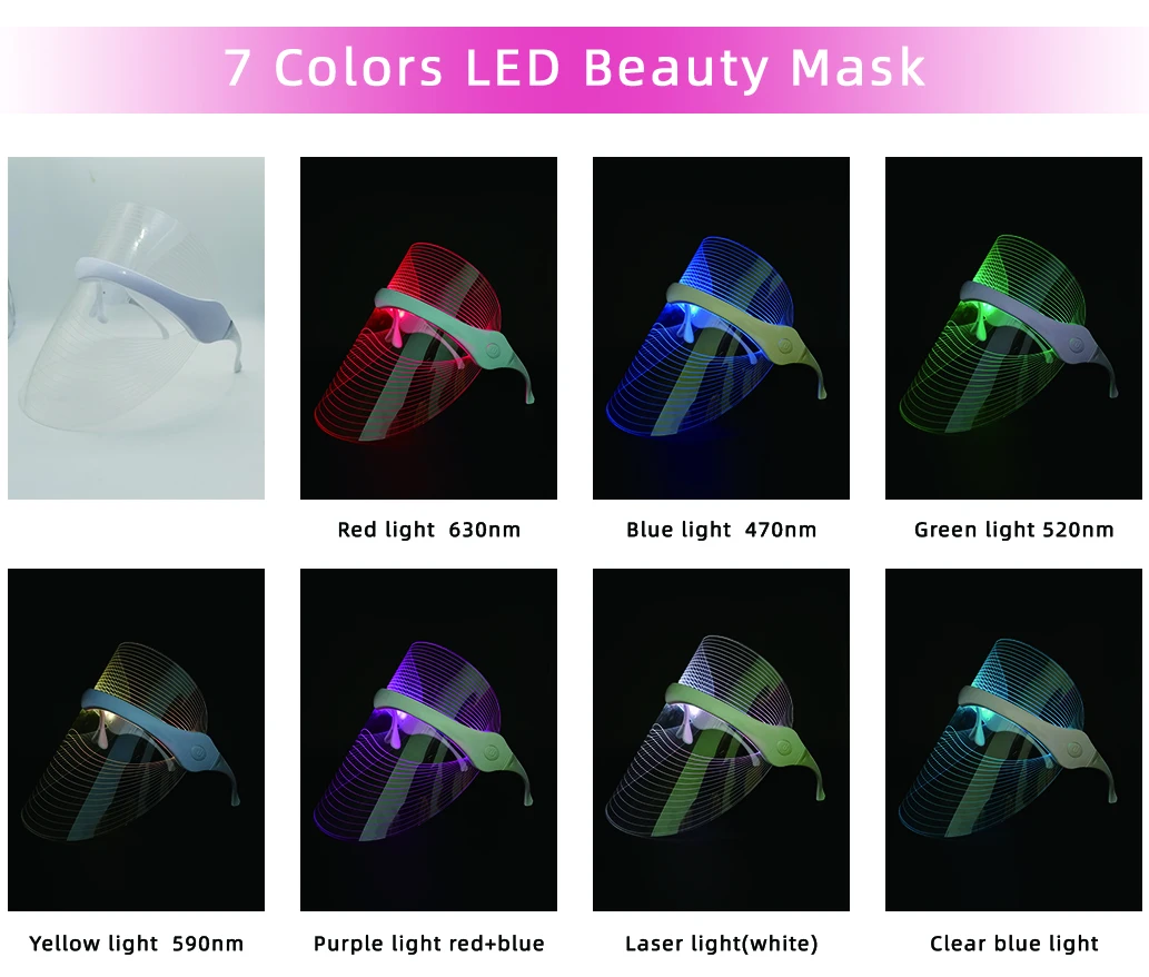 
Rechargeable 7 colors LED Light Face Mask Photon Therapy Light Skin Rejuvenation 