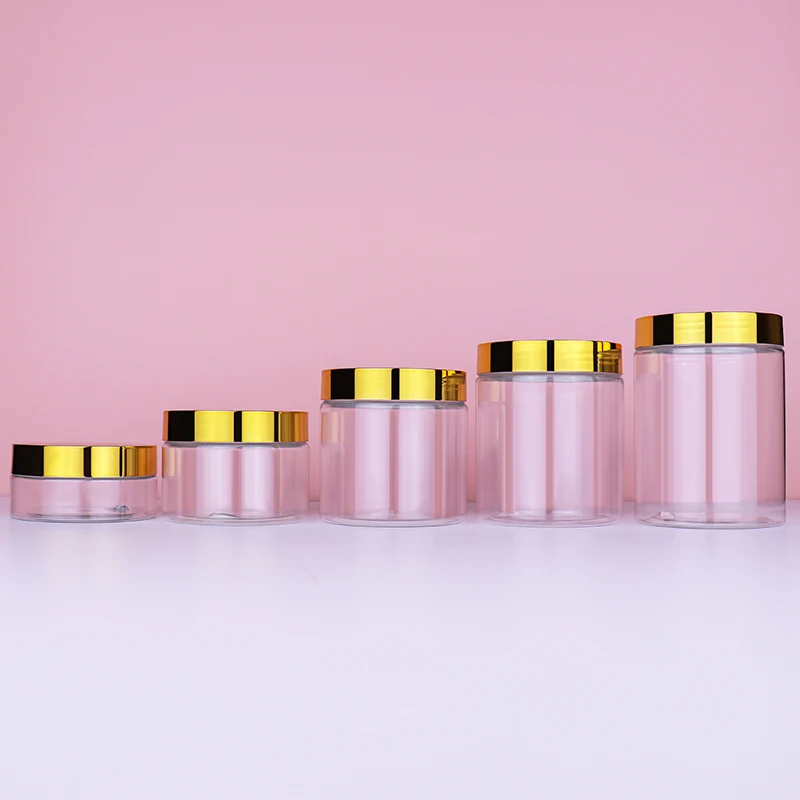 body scrub container 250 ml plastic face cream jars with gold lids