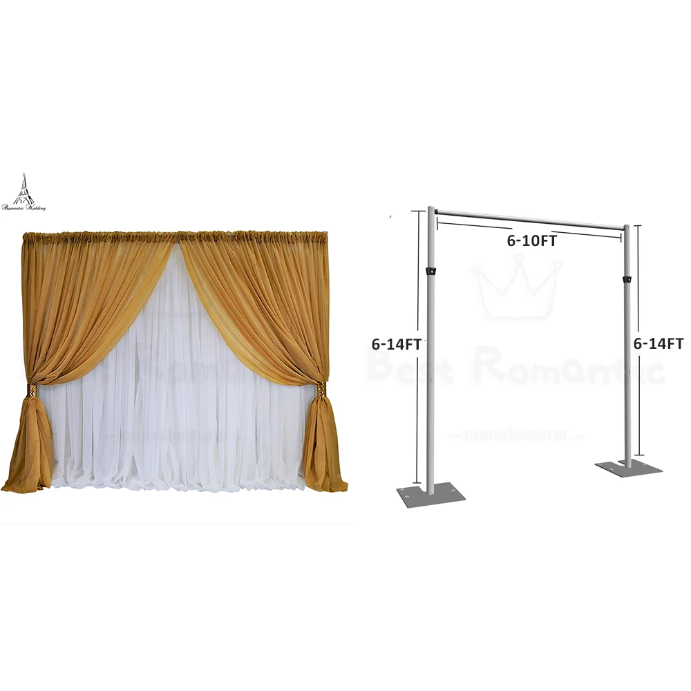 6 ft-14 ft High quality Event Wedding Backdrop Pipe And Drape Portable Adjustable Aluminum Pole For Wedding Backdrop Frame