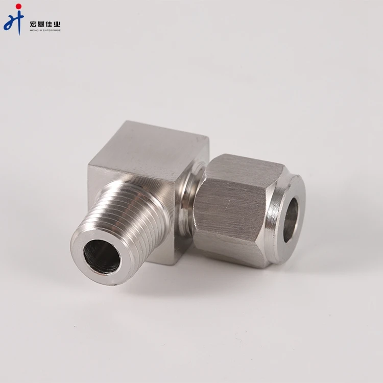 Stainless Steel 316 Ferrule Fitting Air Supply Tube 90-Degree Right-Angle Elbow Terminal Connector