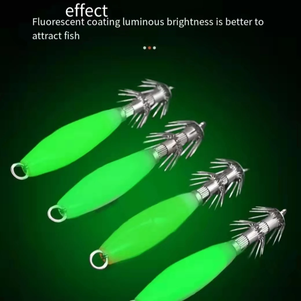 KY 120mm*14g Luminous squid jigger for commercial fishing  Sea fishing special hook eight claw hook wood shrimp hook fishing