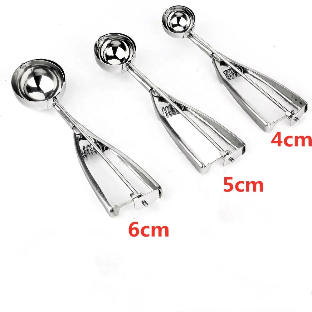 Metal Ice Cream Scooper For Round Balls Commercial Use Stainless Ice Cream Scoop With Handle