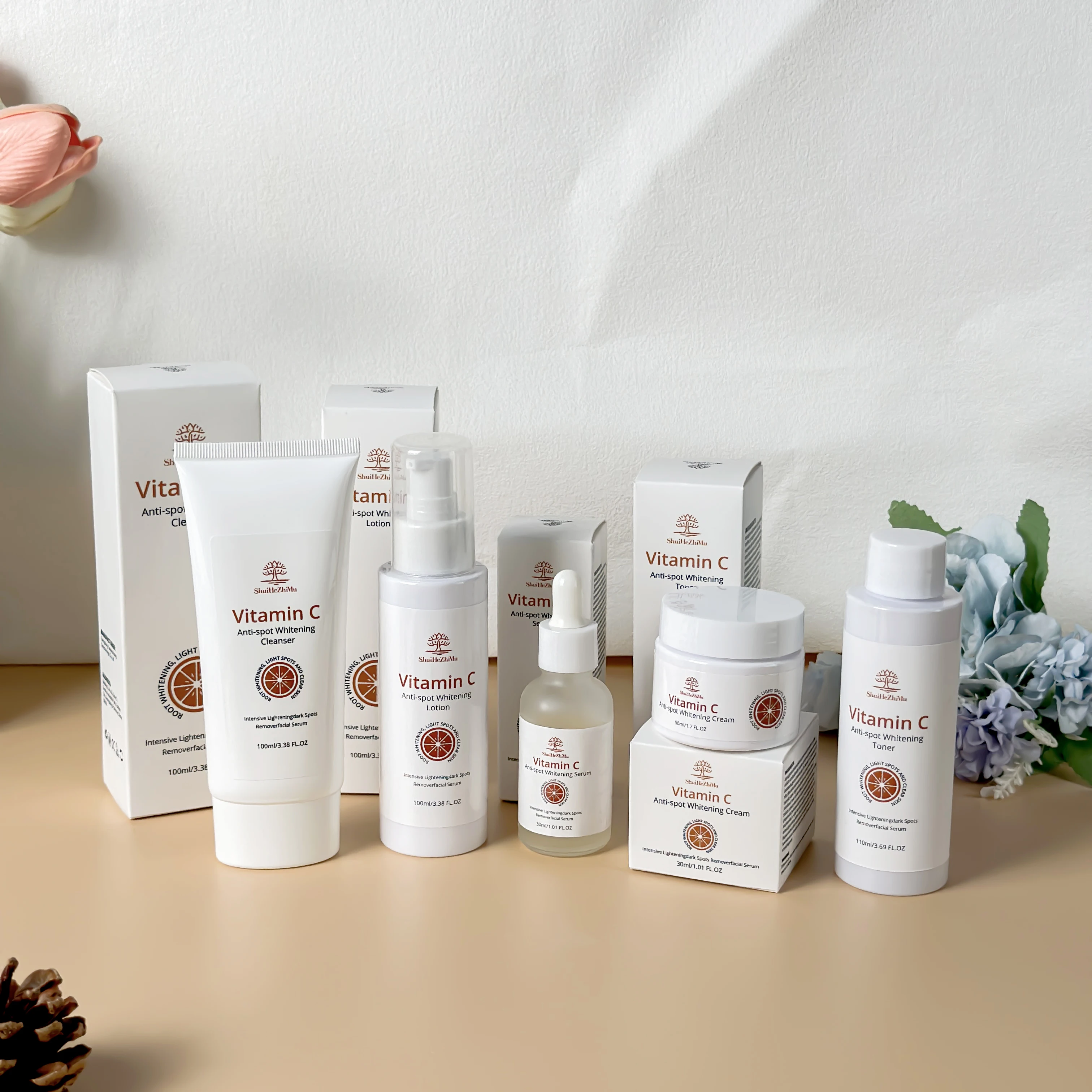 Skin Care Beauty Products Vitamin Lightening VC Whitening Organic Private Label Korean Vitamin C Skin Care Set