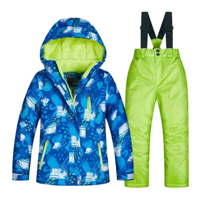 Custom Girls Boys Snow Suit 2Pcs Winter Warm Outdoor  Waterproof Windproof Snowboarding Skiing Jackets with Snow Ski Pants set