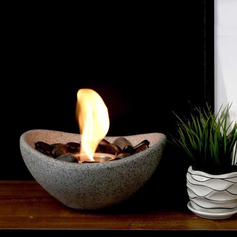 Modern Black Table Top Bio Fireplace Glass With Free Spare Parts And Online Technical Support Service