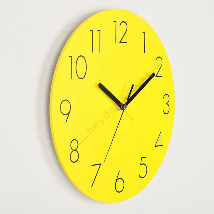 
12 inch modern design simple european style silent sweep movement wood wall clock minimal 