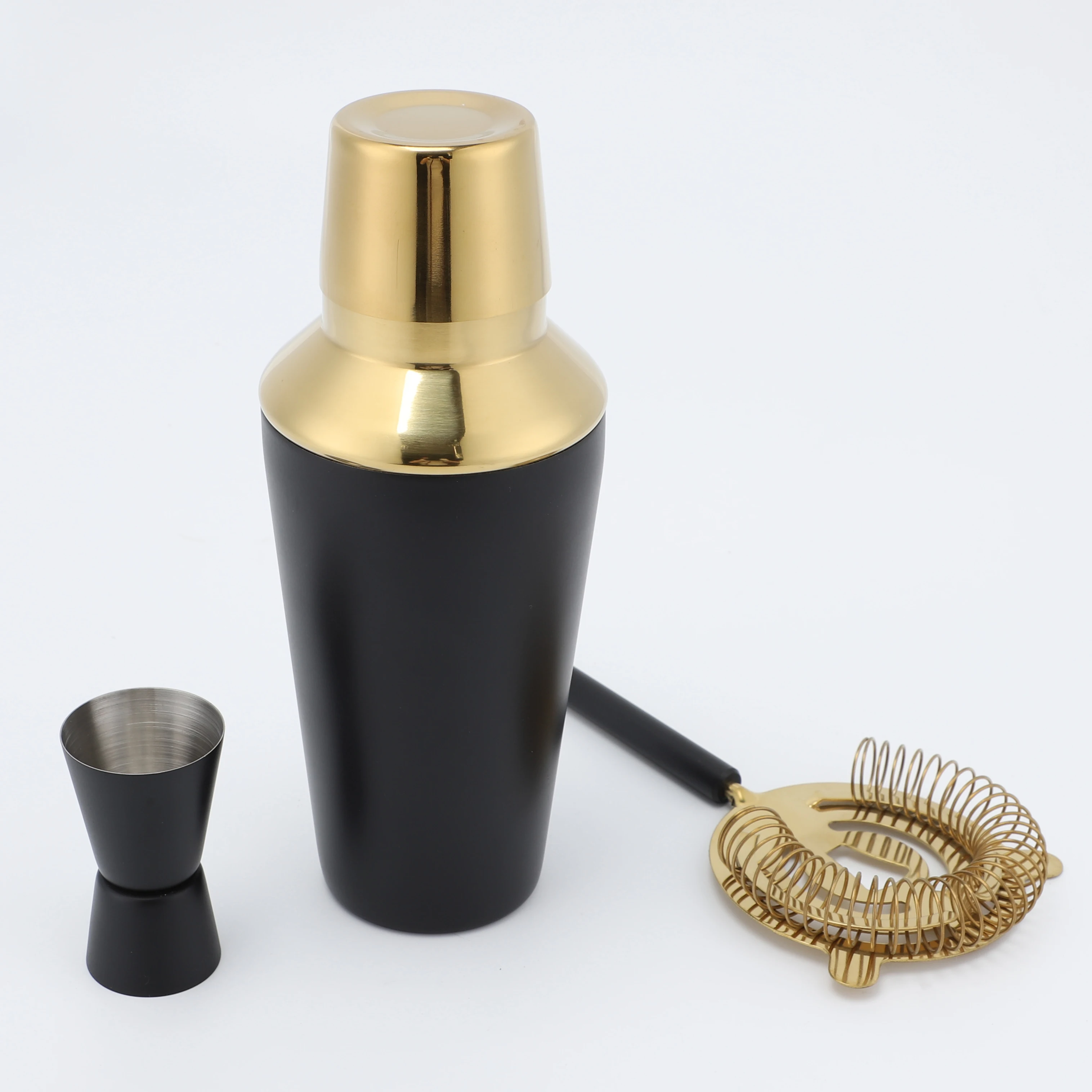 3pcs cocktail shaker set stainless steel bartending kit shaker with built in strainer bar accessories