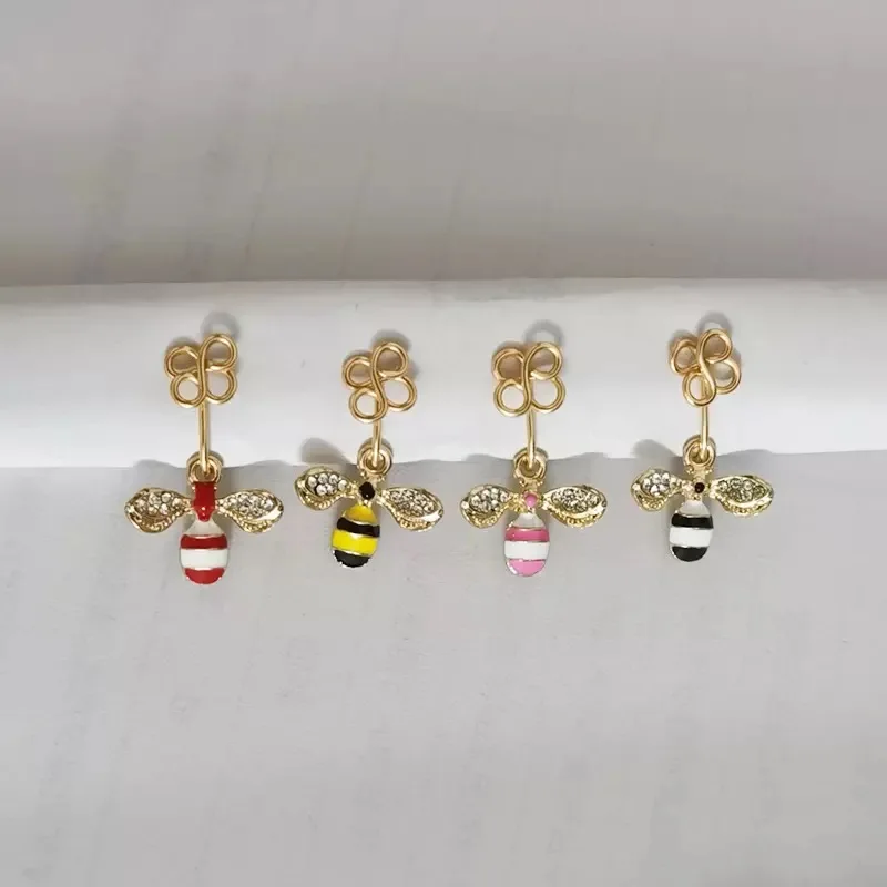 1Pcs Copper Wire Flower Rhinestone Bee Fake Piercing Nose Ring Punk Gold Color Clip Nose Ring Ear Clip Cuff Body Jewelry