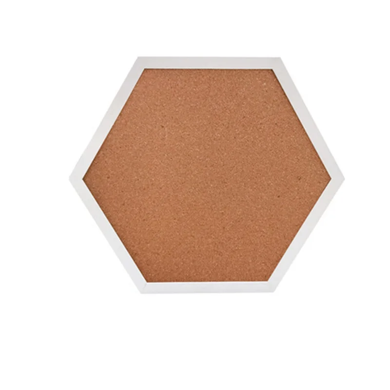 Wholesale Hanging Natural Cork Board Framed Printed Cork Hexagon Home Message Note Board And Photo Wall