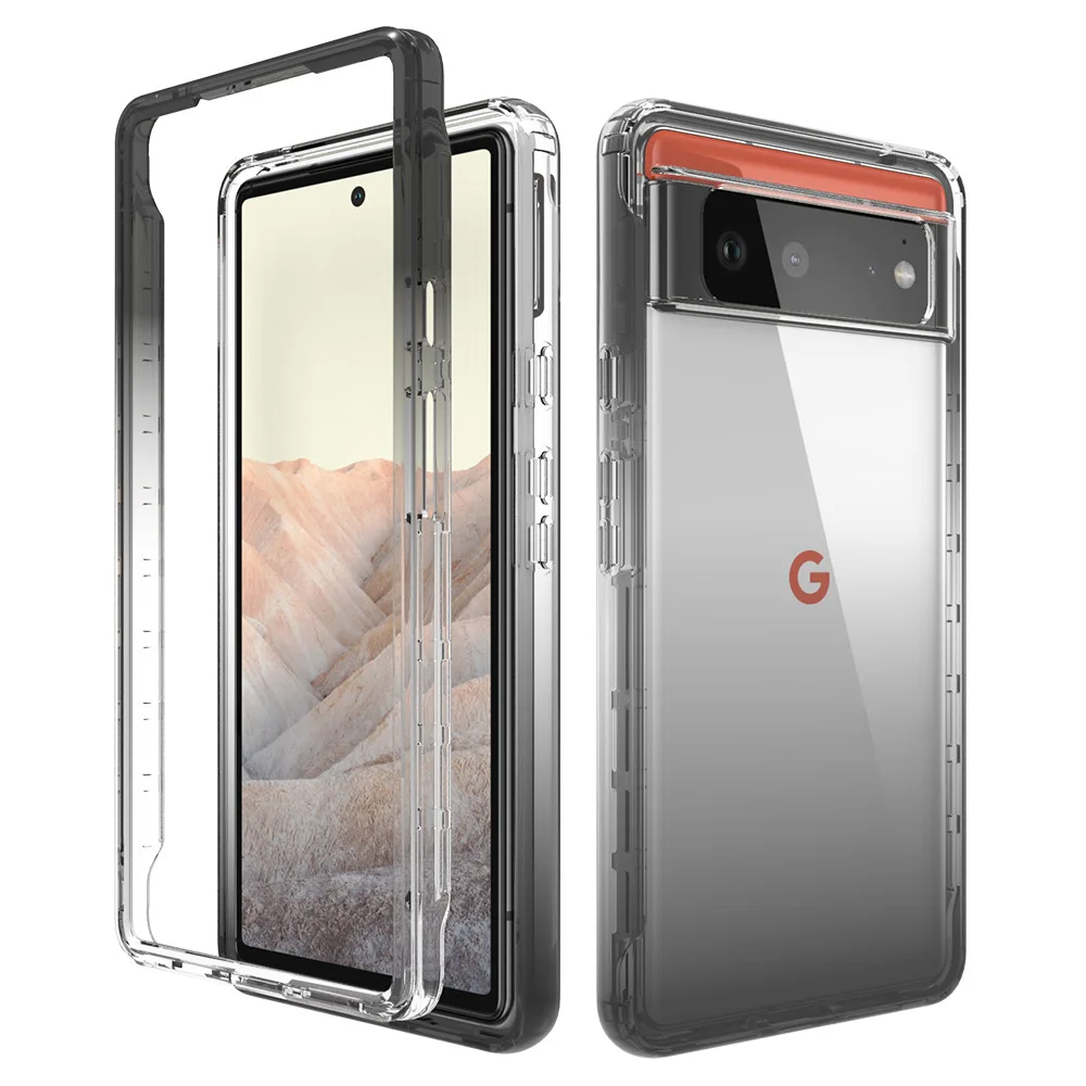2 In  1 Hybrid Gradient Color Cases for Google Pixel 6 7 Pro Shockproof Easy Install