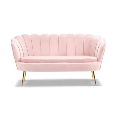 
Pink velvet salon waiting sofa 