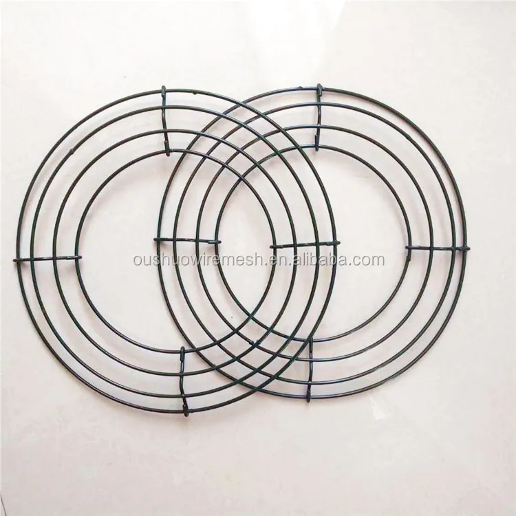 8 Inch Artificial Flowers and Wreaths Decorative 4 Coils Wreath Frame Green Wire Wreath Ring