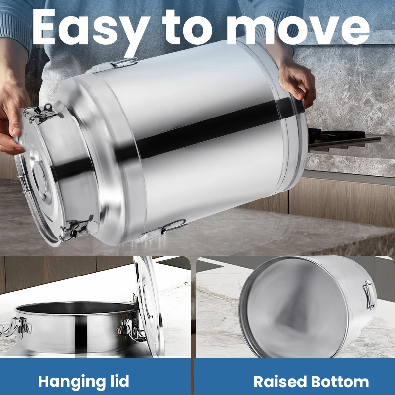 DaoSheng Stainless Steel Milk Pot Leakproof Airtight Milk Can Container Pail Large Capacity Storage Tank Bucket