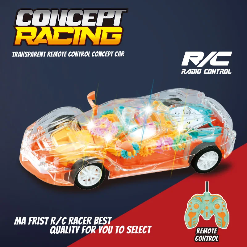Transparency Remote Control l Four Clear Benzene Tooth Car Child  Four-wheel Auto Motor  Toys
