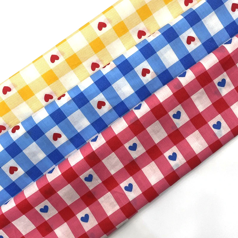 100%cotton printed cotton fabric checkerboard plaid love print fabric Checkerboard Heart Fabric for dress