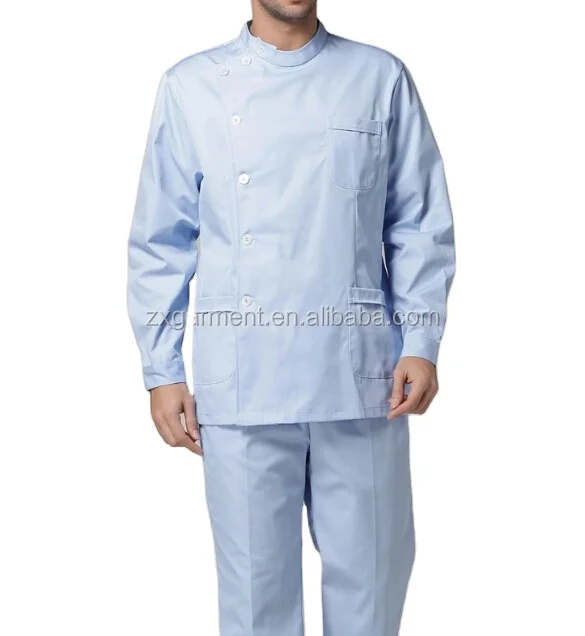 Plus Size Men Medical Work Suit Sets Button Long Sleeve Cardigan Jogger Pants Hospital Male Nurse Doctor Uniforms